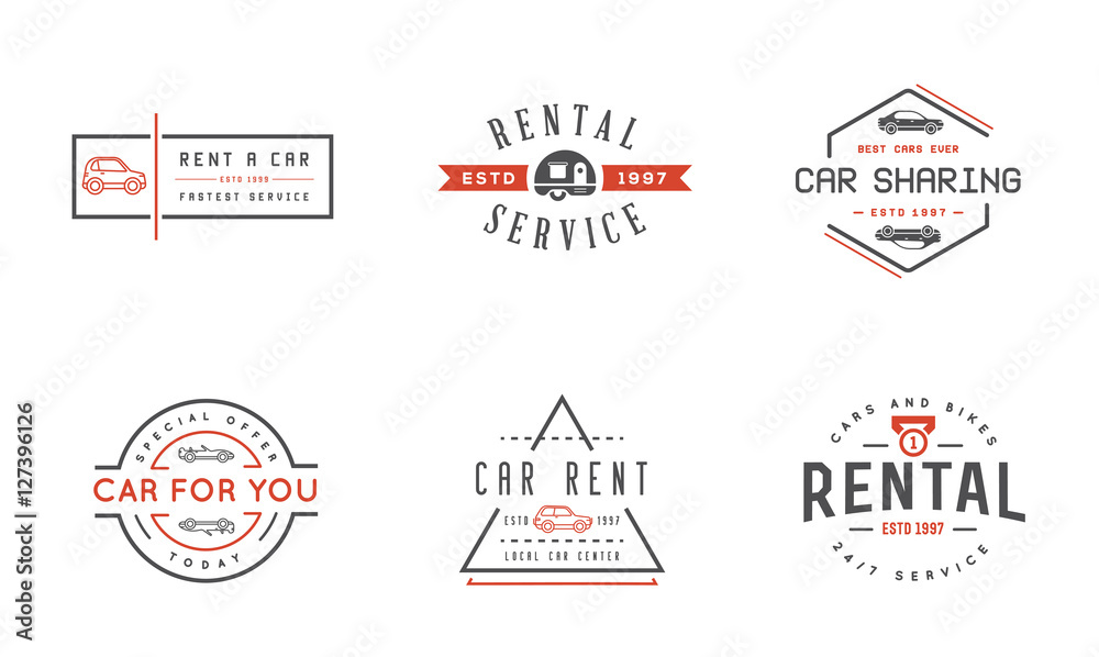 Obraz premium Set of Vector Car Rental Service Elements can be used as Logo or