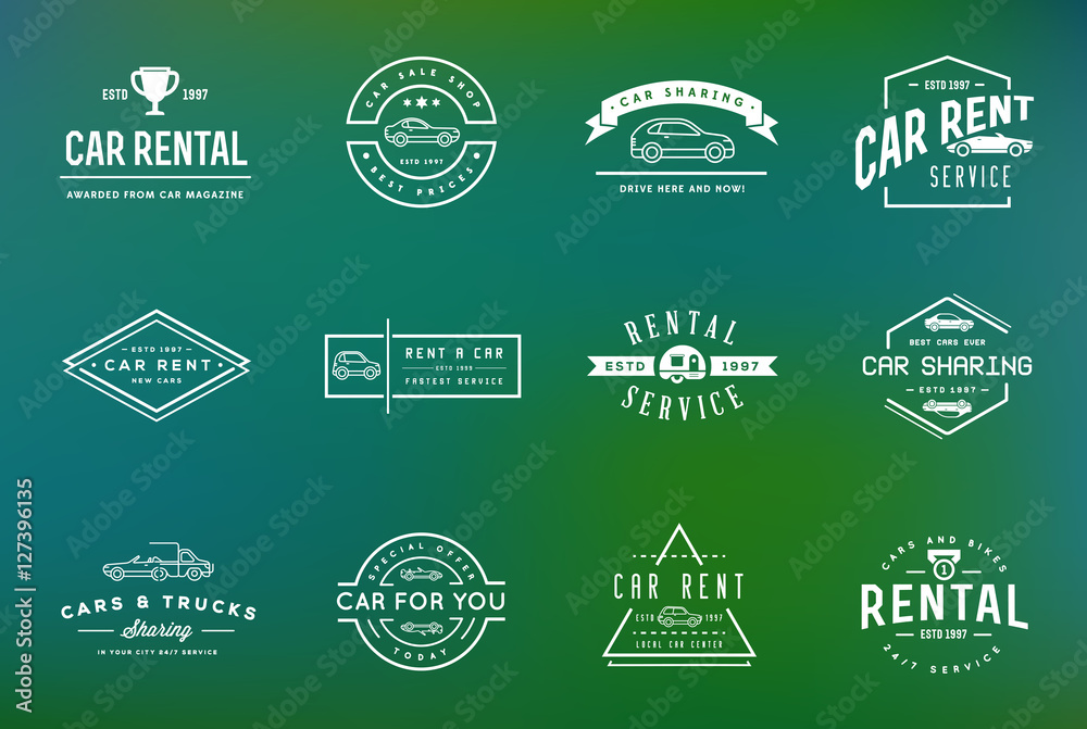 Set of Vector Car Rental Service Elements can be used as Logo or