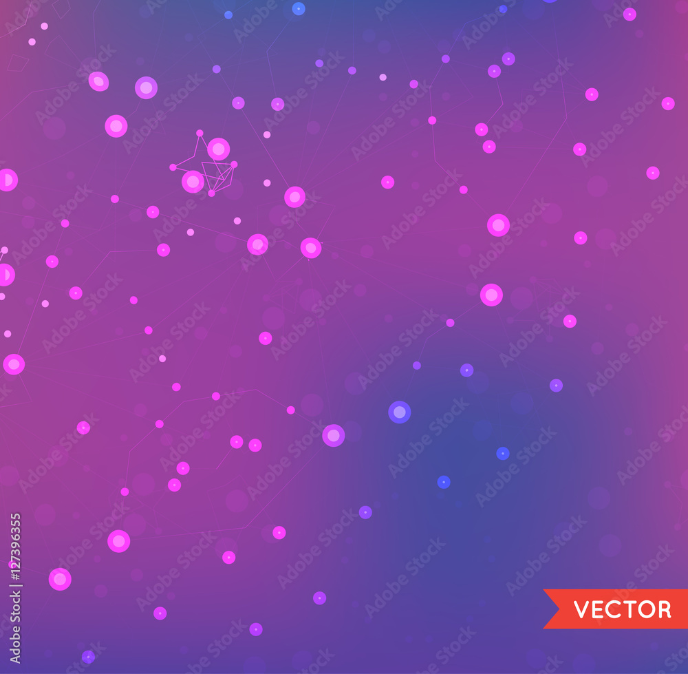 Abstract Background with Particles Structure of Molecule Genetic