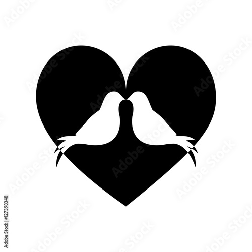 lovebirds silhouette in heart cartoon icon image vector illustration design 