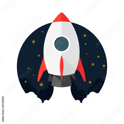 Rocket. Vector icon. Night 