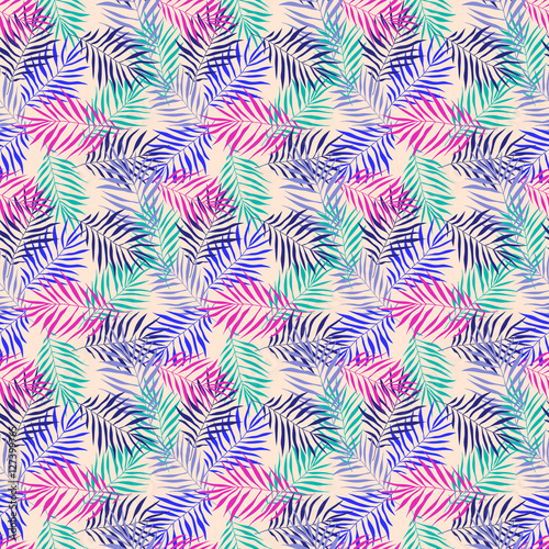 Leaves seamless pattern vector set.