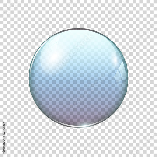 Realistic transparent blue soap bubble, vector illustration