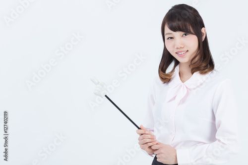 asian businesswoman on white background