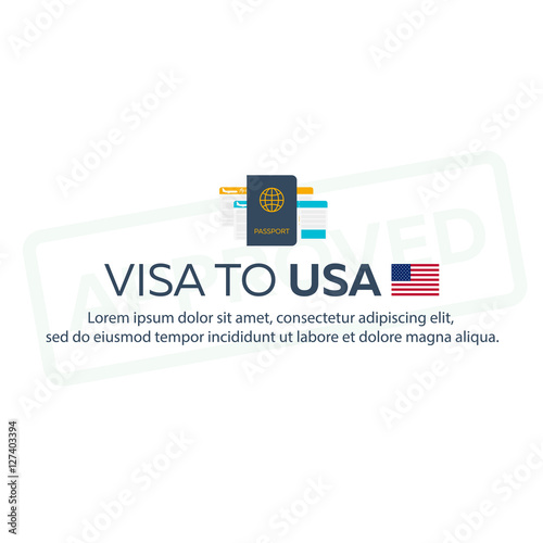 Visa to USA. Travel to USA. Document for travel. Vector flat illustration.