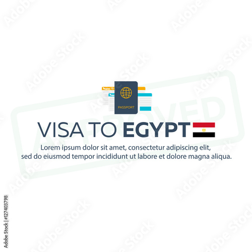 Visa to Egypt. Travel to Egypt. Document for travel. Vector flat illustration.