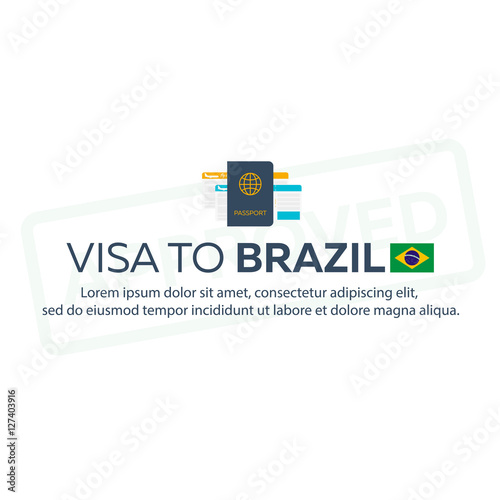 Visa to Brazil. Travel to Brazil. Document for travel. Vector flat illustration.