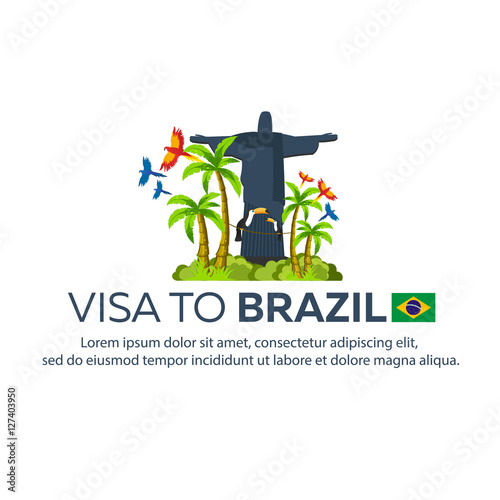 Visa to Brazil. Travel to Brazil. Document for travel. Vector flat illustration.