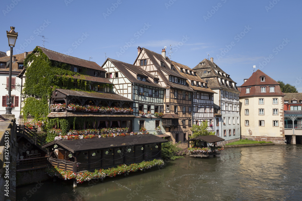 France, Strasbourg, Half timbered houses at Ill river, UNESCO World heritage France, Strasbourg, Half timbered houses at Ill river, UNESCO World heritage