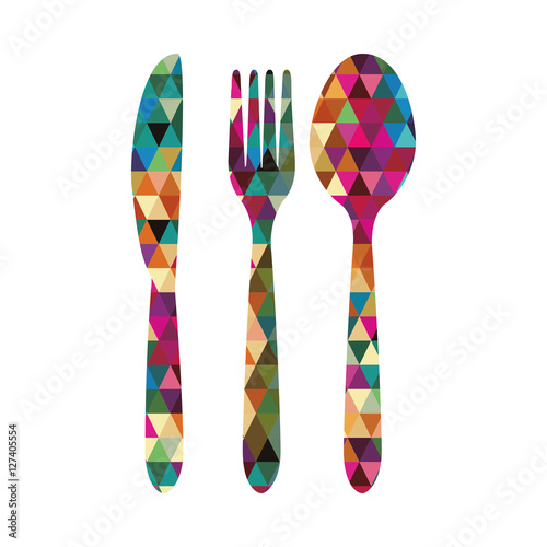 cutlery triangle mosaic icon image vector illustration design 