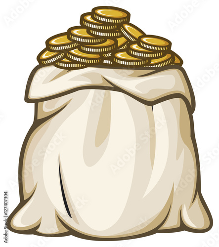 bag with gold coins vector illustration