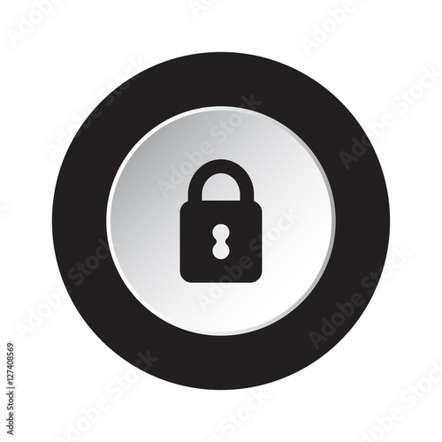 round black and white button - closed padlock icon