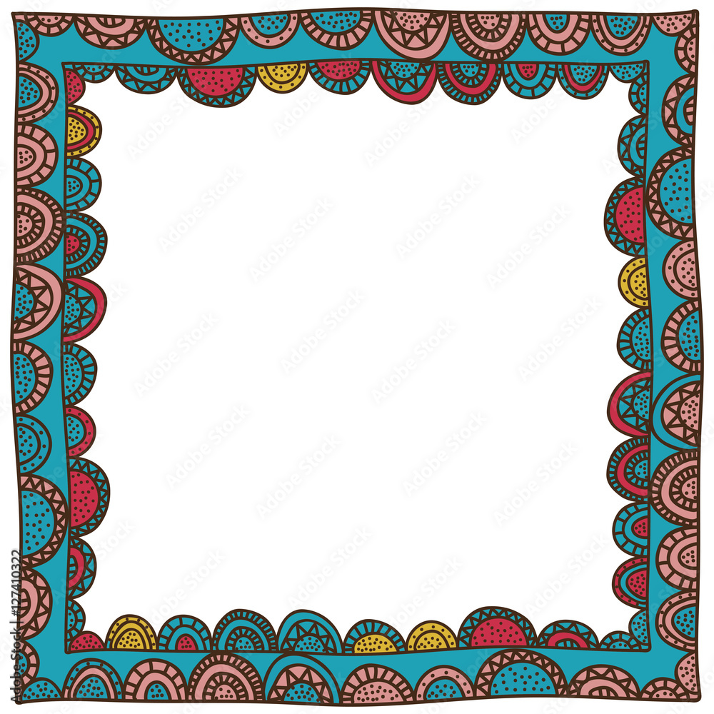 Bohemian Or Boho Style Ornamental Frame Icon Image Vector Illustration