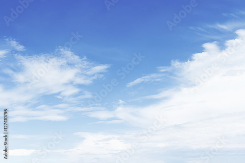 Fantastic soft white clouds against blue sky background