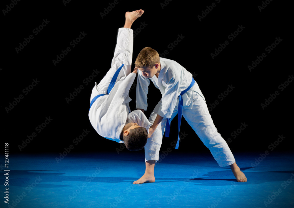 Boys martial arts fighters isolated