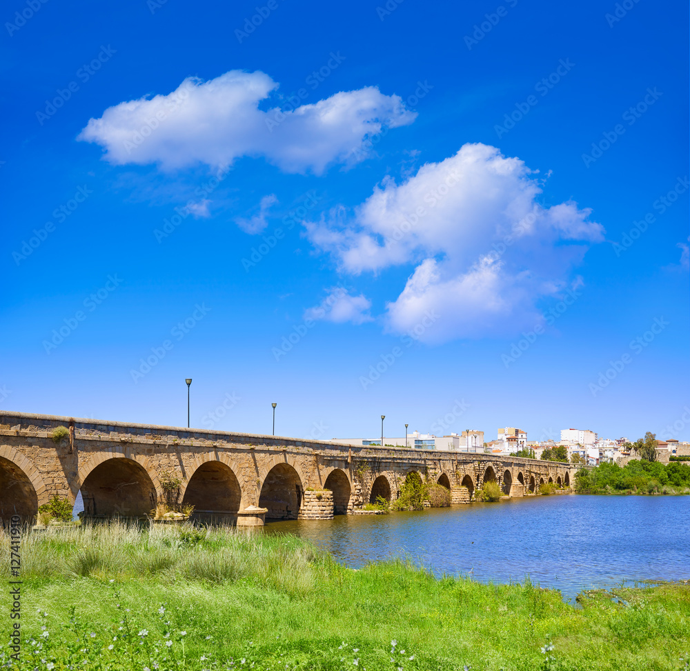Fototapeta premium Merida in Spain entrance roman bridge