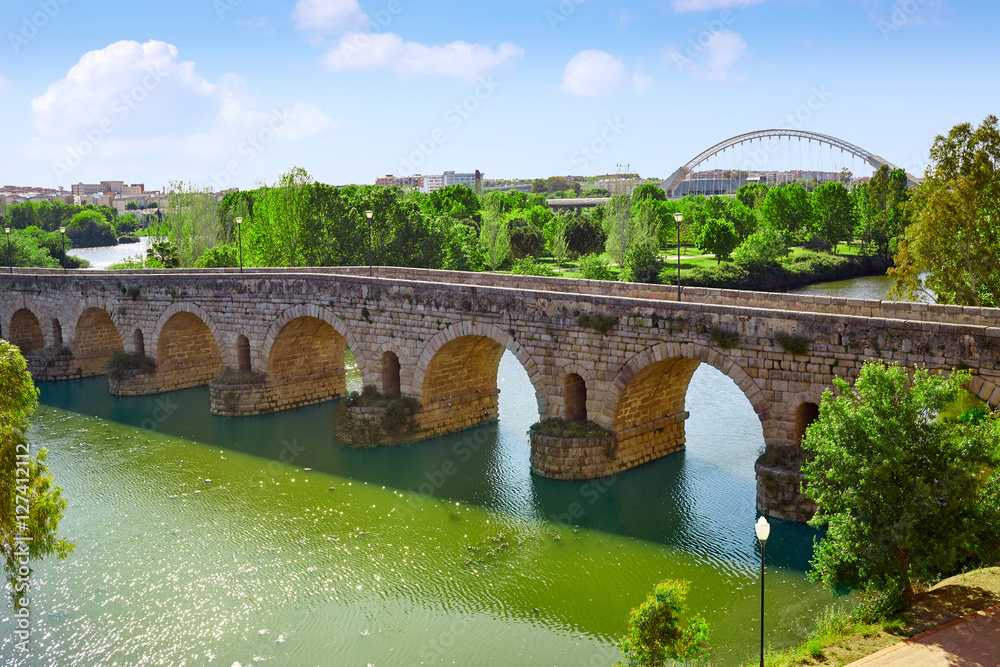 Fototapeta premium Merida in Spain roman bridge over Guadiana