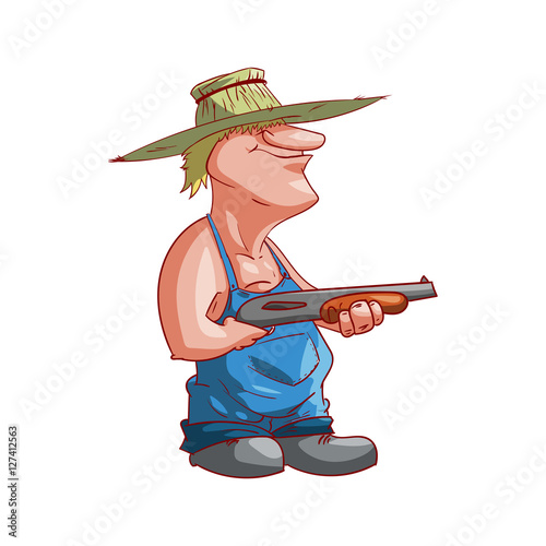 Colorful vector illustration of a cartoon farmer or redneck