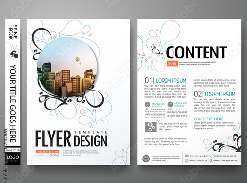 Portfolio design template vector layout.Minimal brochure flower design report business flyers magazine poster.Abstract leaf cover book portfolio vintage presentation.City design on A4 brochure layout.