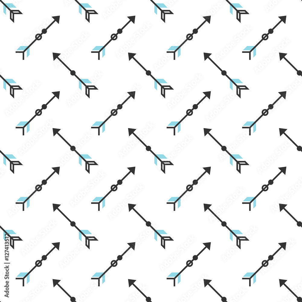 Seamless pattern with stylized linear arrows. Blue and grey vector background. Modern geometric design. Trendy ethnic illustration Seamless pattern with stylized linear arrows. Blue and grey vector background. Modern geometric design. Trendy ethnic illustration