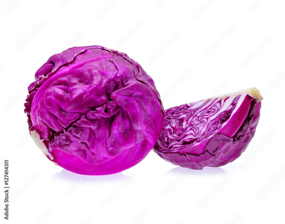 Purple cabbage on white background Purple cabbage on white background
