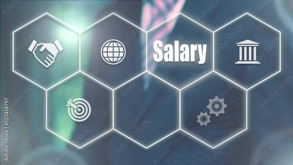 Businessman pressing a Business Salary concept Businessman pressing a Business Salary concept