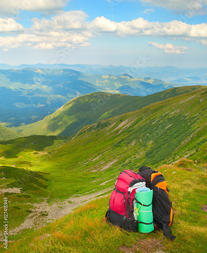 Backpacks in the mountains