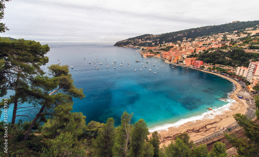 Naklejka premium Villefranche-sur-Mer, Provence-Alpes, Alpes-Maritimes, Nice District, Canton Beausoleil, Azure Coast, France