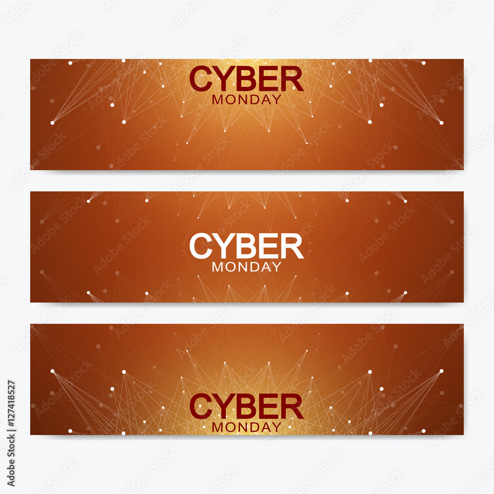 Cyber Monday Sale banner design. Graphic abstract background communication. Vector illustration.