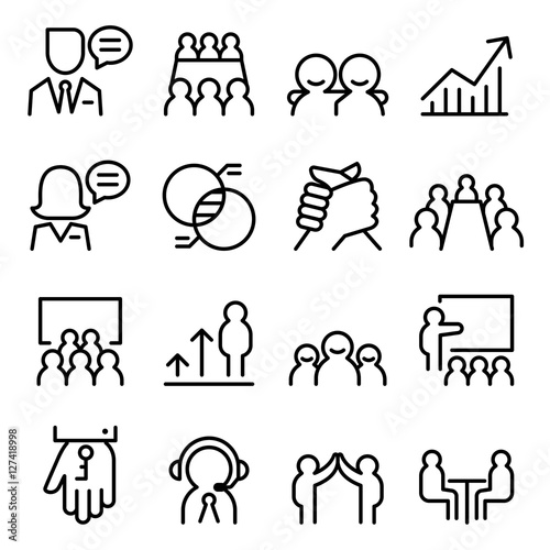 Business Consulting icon set in thin line style