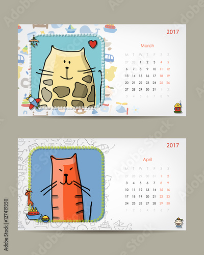 2017 baby calendar template. Insert your photo