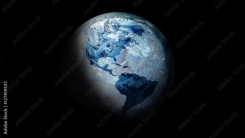 Illustration of Frozen Earth in space. on a black background Illustration of Frozen Earth in space. on a black background