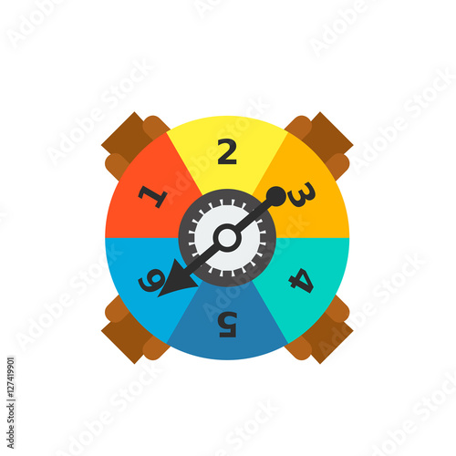 Game spinner with numbers and arrow icon