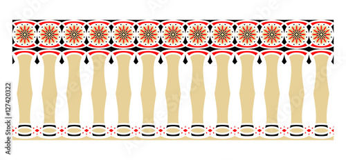 Elegant, spectacular and decorative border of Hindu and Arabic inspiration of various colors, golden, red and black