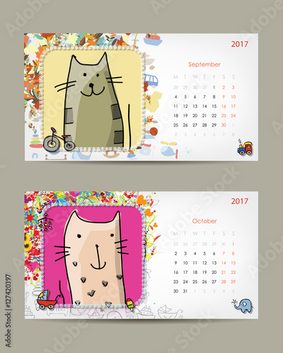 2017 baby calendar template. Insert your photo