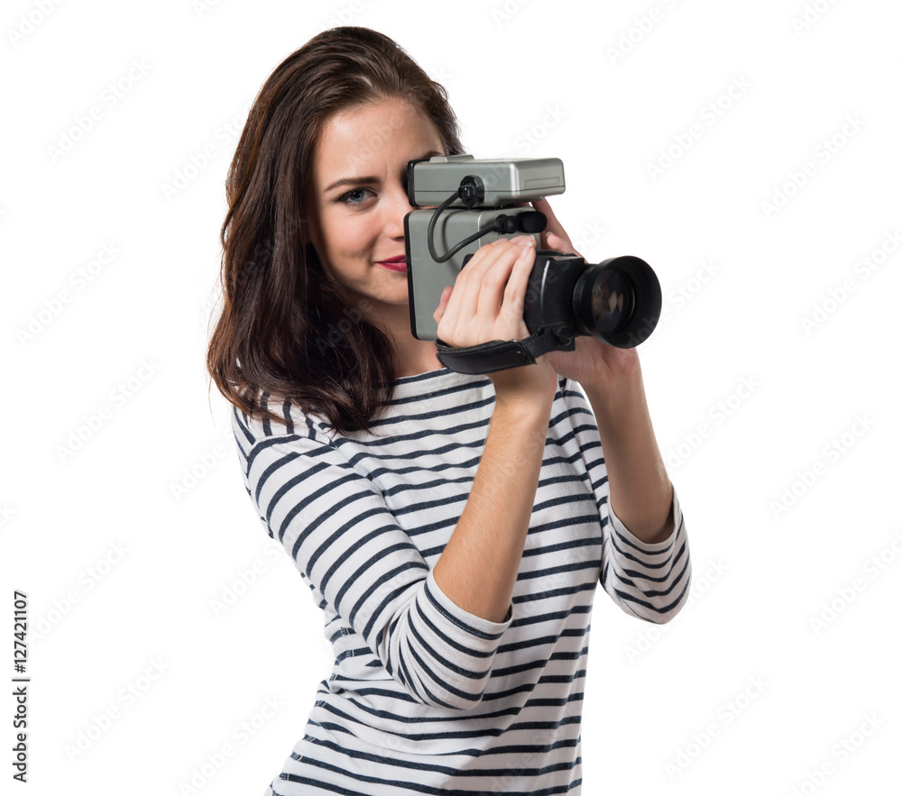 Pretty young girl filming Pretty young girl filming