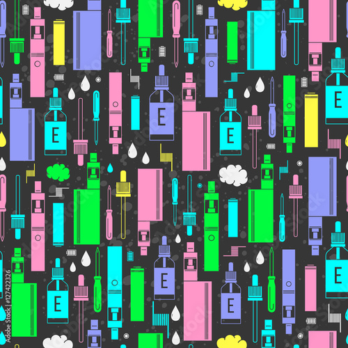 Vector seamless pattern for vape shop, electronic cigarette store