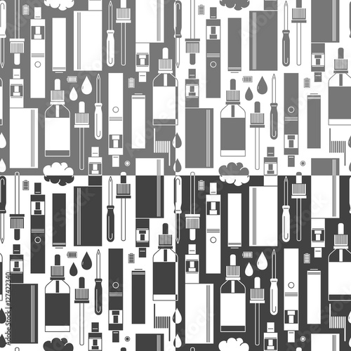 Vector seamless pattern of vape and accessories, electronic cigarette