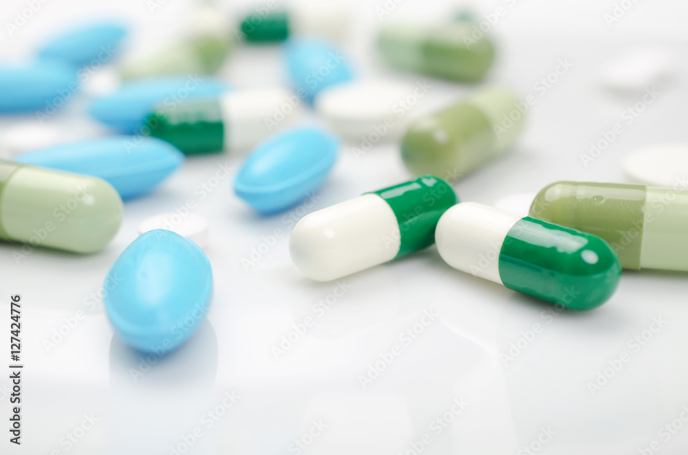 Blue and green pills Blue and green pills