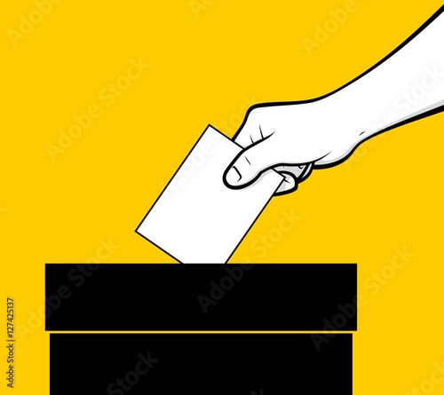 Hand dropping vote in ballot photo