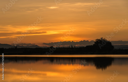 Sunset at Nong Chik Reservoir Petchaburi, Thailand