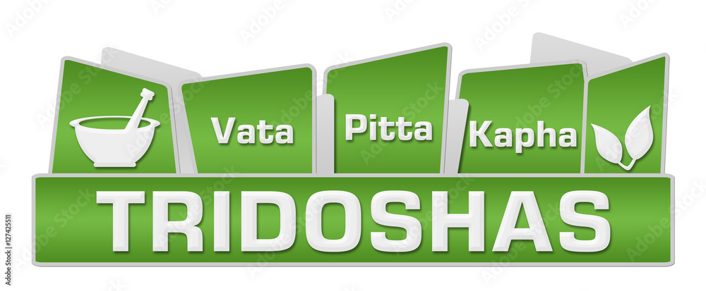 Fototapeta premium Tridoshas Green Leaves Mortar On Top 