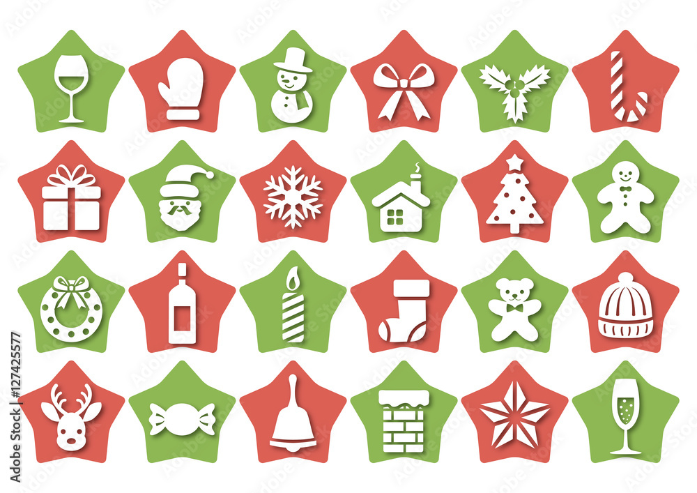 Obraz premium 星型のクリスマスアイコンセット