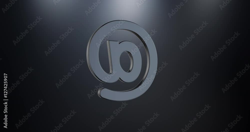 Animated Mail At Sign Black 3d Icon Loop Modules for edit with alpha matte
