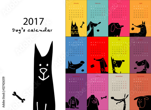 Funny dogs, calendar 2017 design
