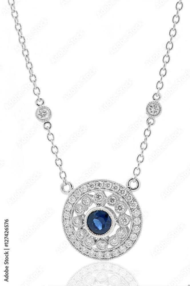 collar dije en plata oro con diamantes y zafiros azules con diamantes azules Necklace in gold-plated sterling silver with diamonds blue and sapphires collar dije en plata oro con diamantes y zafiros azules con diamantes azules Necklace in gold-plated sterling silver with diamonds blue and sapphires