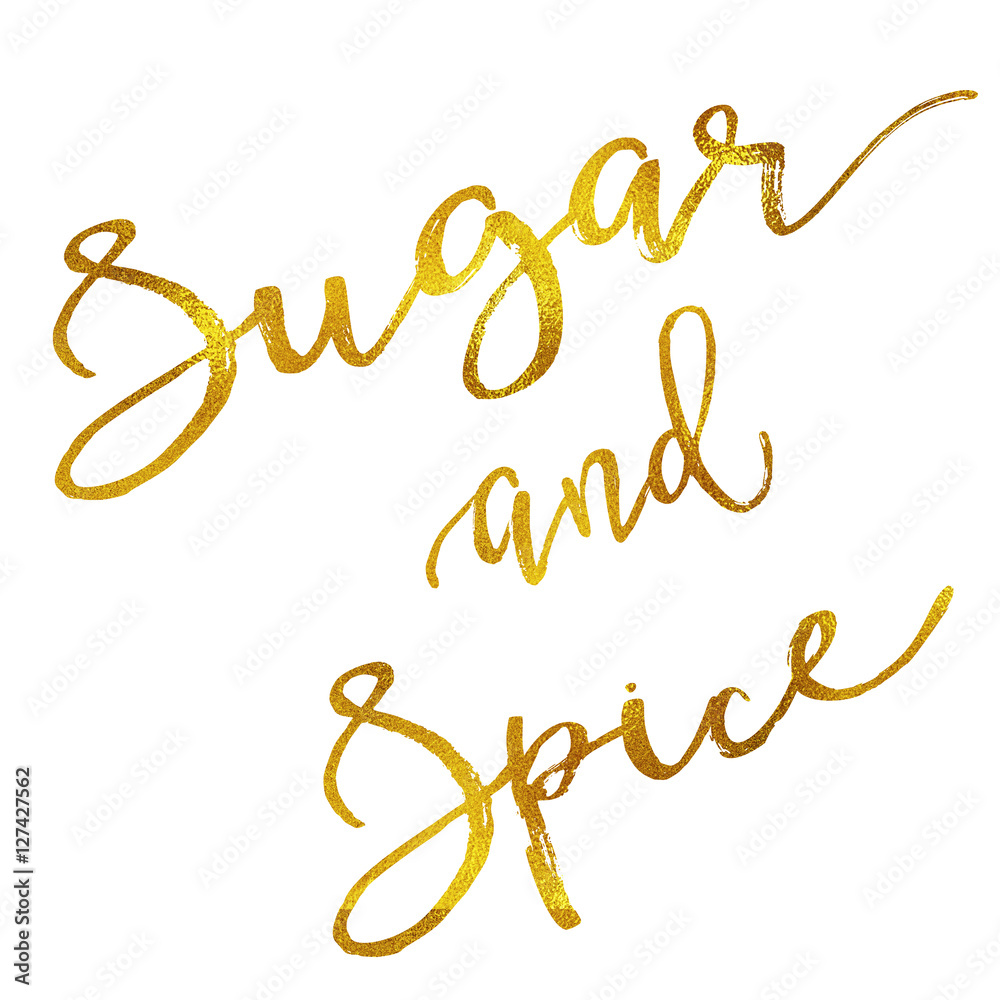 Sugar and Spice Gold Faux Foil Metallic Motivational Quote Sugar and Spice Gold Faux Foil Metallic Motivational Quote
