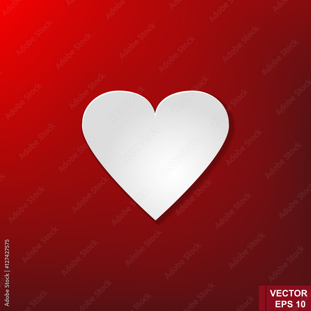 Heart isolated on red background. Icon. Love. Modern flat style.