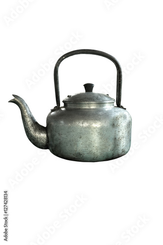  vintage kettle isolated on white background.