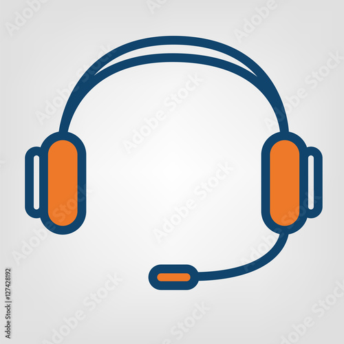 Headphones handsfree icon, call center support vector sign
